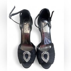 Badgley Mischka Black Heels with Crystal Embellishment